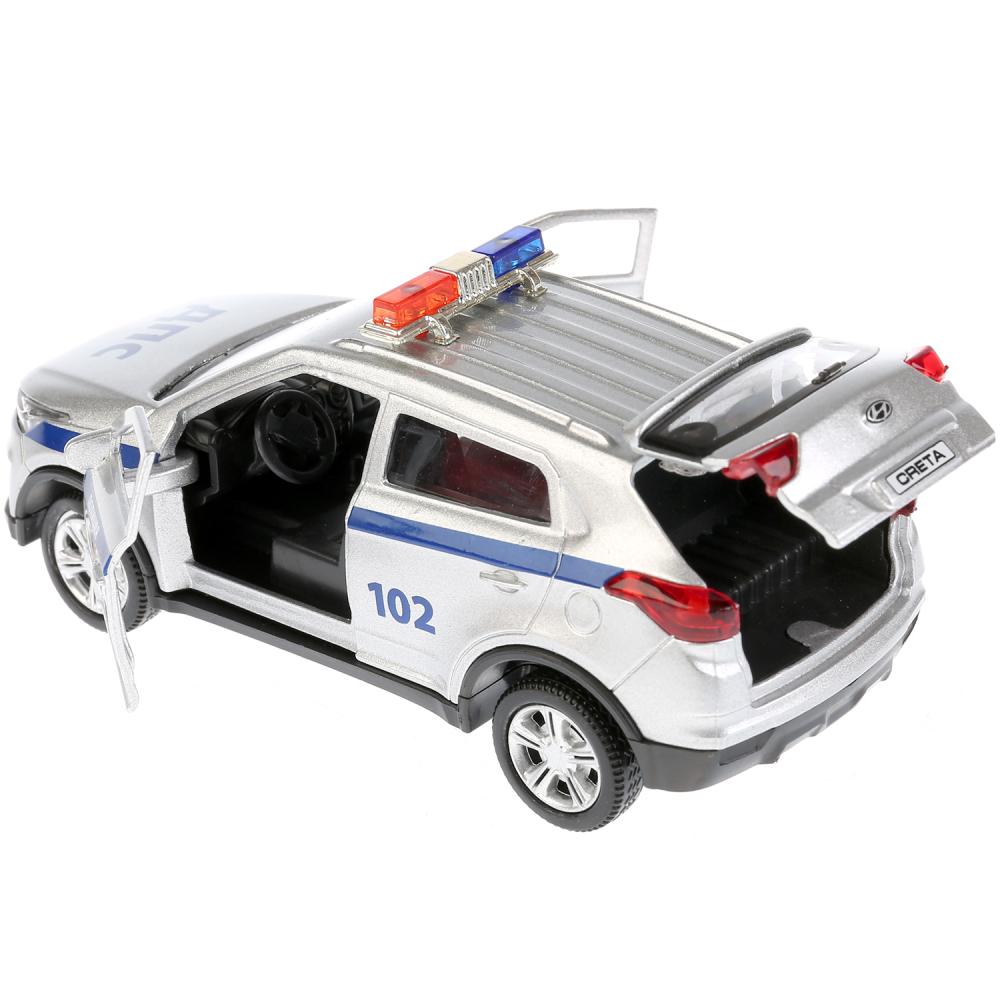Инерционная машина Hyundai Creta Полиция, металлическая, 12 см, свет-звук  